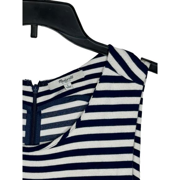 Madewell Women T-Shirt Dress Afternoon Sleeveless Striped Pockets Pleated Large - Picture 5 of 10